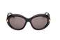 Tom Ford FT1328-F (01A) sunglasses – front view in shiny black acetate with round oversized lenses and gold T detailing, available at Lifestyle Optical Sydney in Westfield Sydney