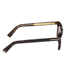 Tom Ford FT1326 52V Icon sunglasses in Havana tortoiseshell with gold temple detailing – side profile view. Available at Lifestyle Optical, Sydney.