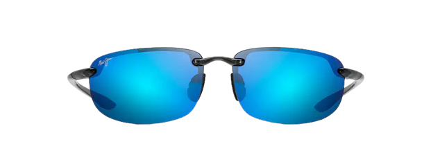 Maui Jim Hookipa sunglasses smoke grey frame with Blue Hawaiii polarized lenses front view 