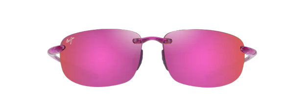Maui Jim Hookipa sunglasses transparent cyclamen pink frame with Sunrise polarized lenses front view 