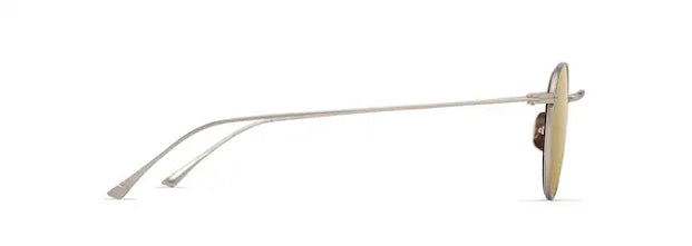 Side profile of Maui Jim KA’APEHA sunglasses revealing ultra-thin titanium temples with engraved Hawaiian native pattern. Available at Lifestyle Optical, Sydney.